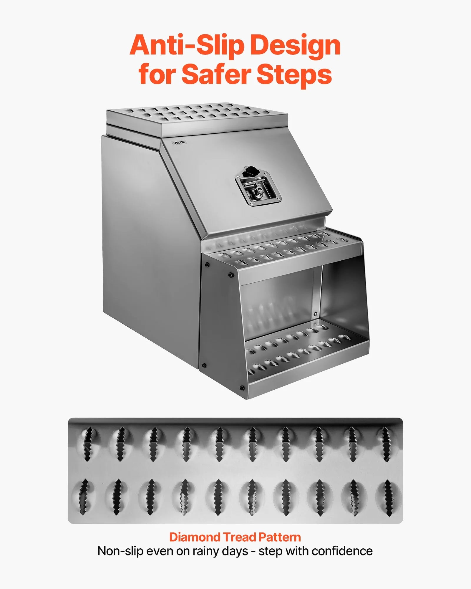 Semi-Truck Step Tool Box, 18" x 27.5" x 25.4" Heavy-Duty Aluminum Side Mount Toolbox, Waterproof Side Storage Saddle Step Box with T-Handle Lock & Keys for Semi Trucks and Flatbed Trailers