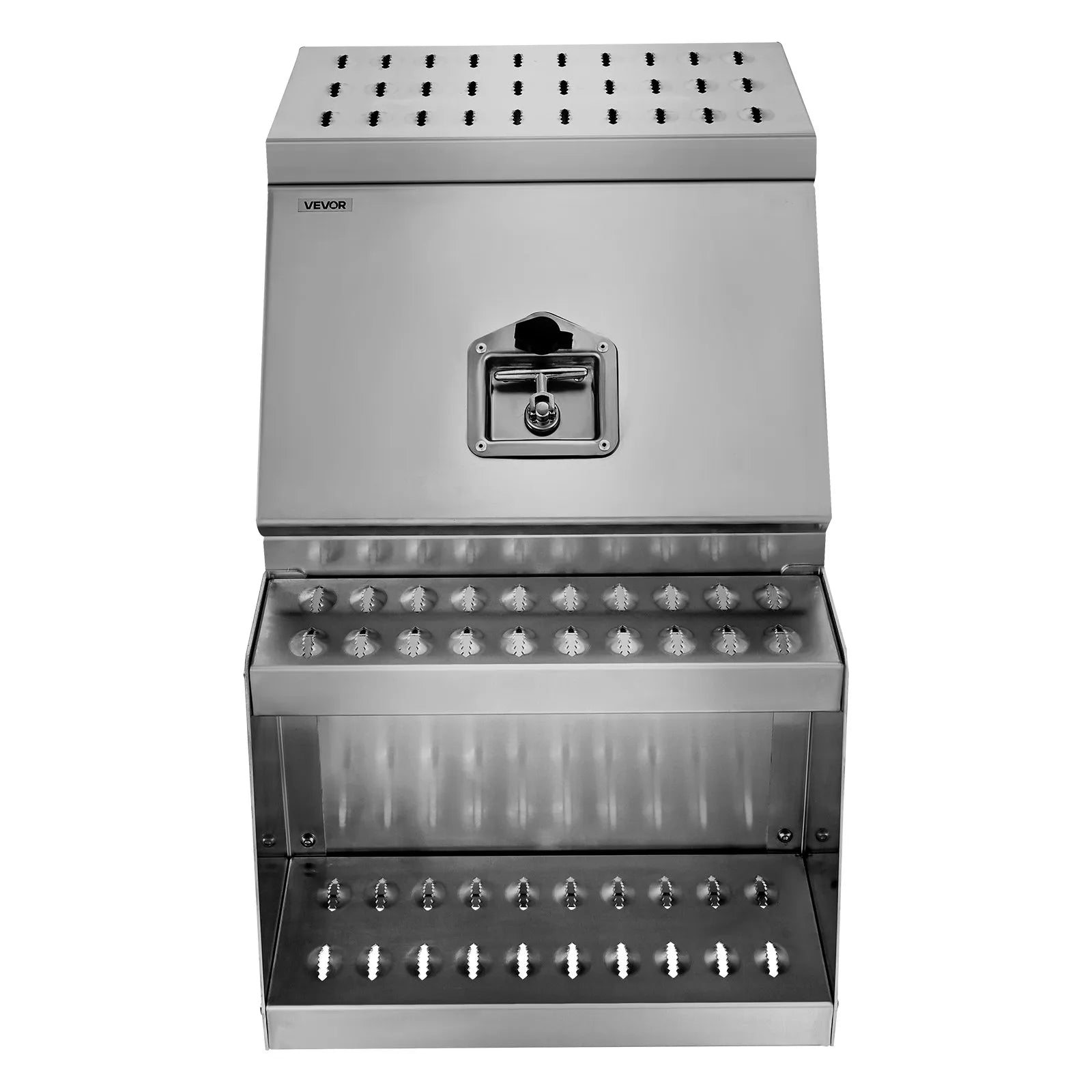Semi-Truck Step Tool Box, 18" x 27.5" x 25.4" Heavy-Duty Aluminum Side Mount Toolbox, Waterproof Side Storage Saddle Step Box with T-Handle Lock & Keys for Semi Trucks and Flatbed Trailers