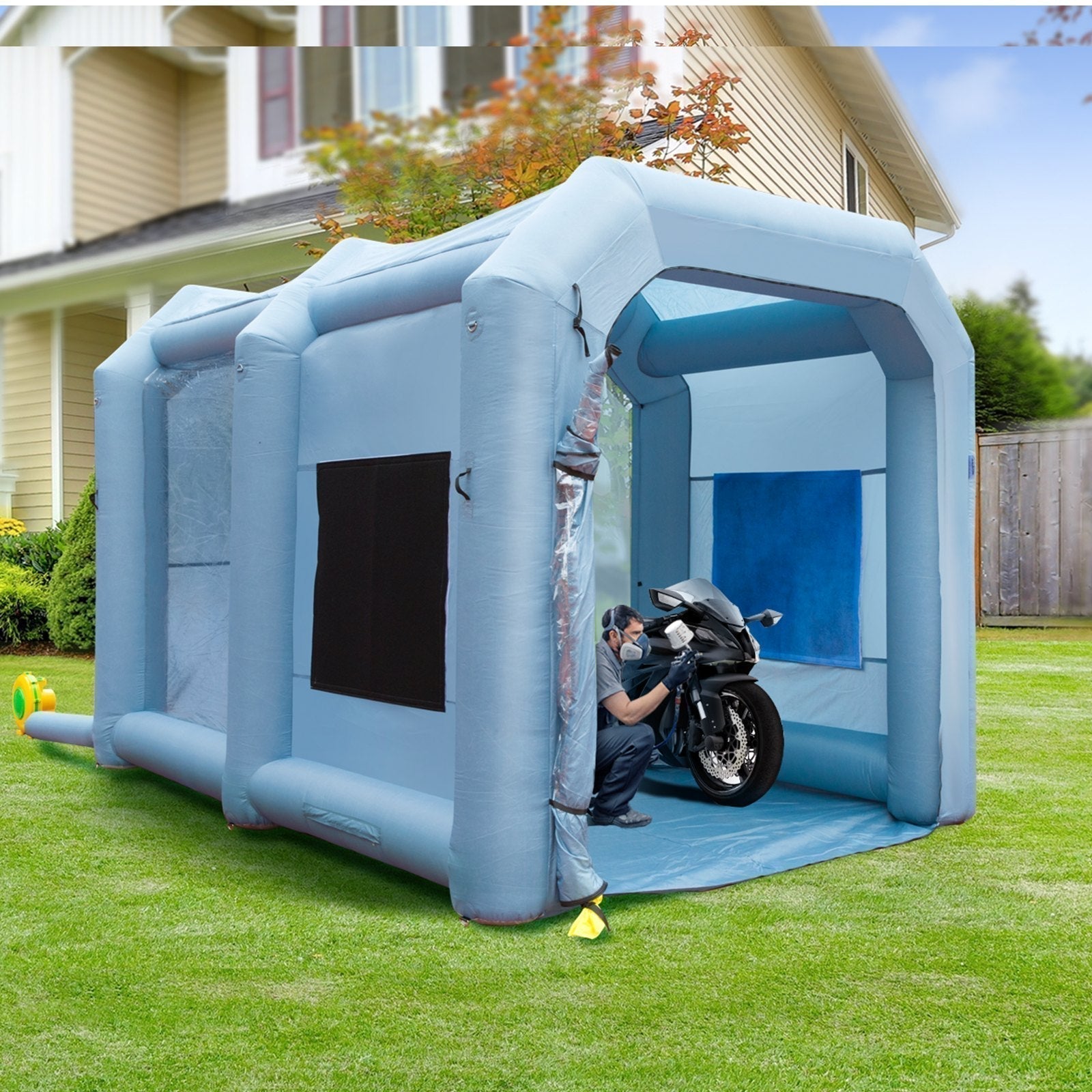Inflatable Paint Booth, 13x10x9ft Inflatable Spray Booth, 950W High Powerful Blowers Spray Booth Tent us_CQ13109FT950WSOKVV1_original_img-v9_inflatable-paint-booth-m100-1.12