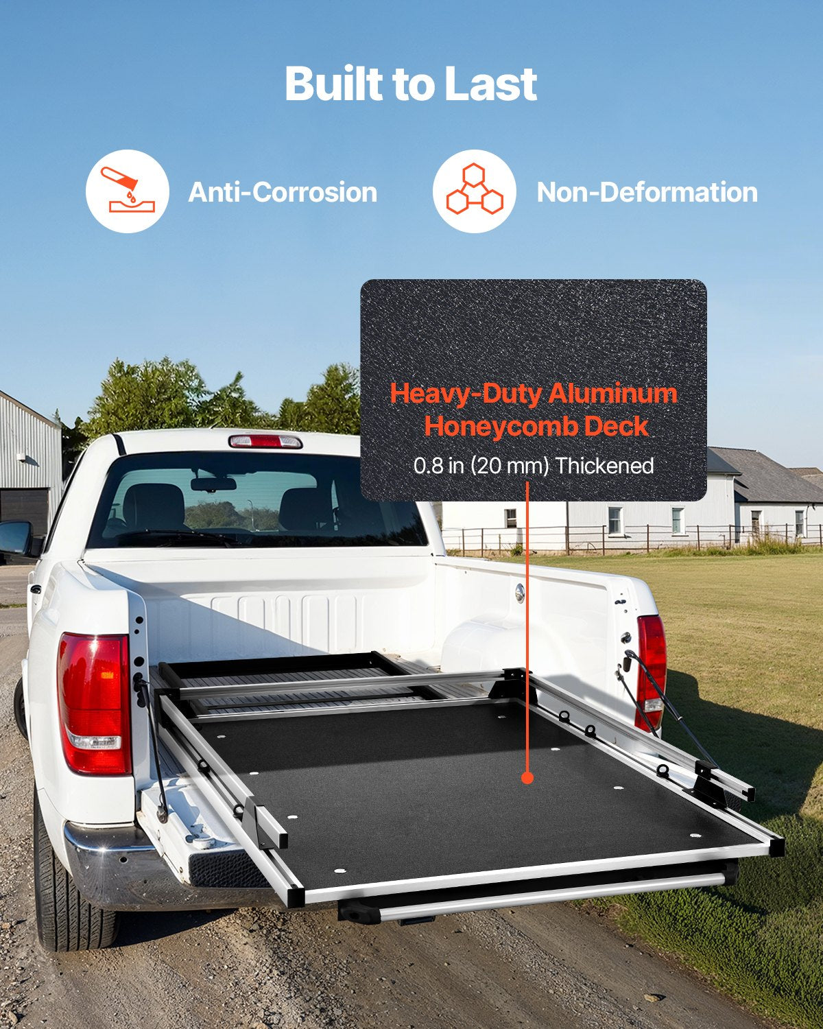 Sliding Truck Bed Organizer, 63 x 47 Inch Heavy-Duty Truck Bed Storage Drawer with 1000 lbs Capacity, 6 Movable Rings for Cargo Securing, 2-Position Slide-Out Tray for Pickup Trucks