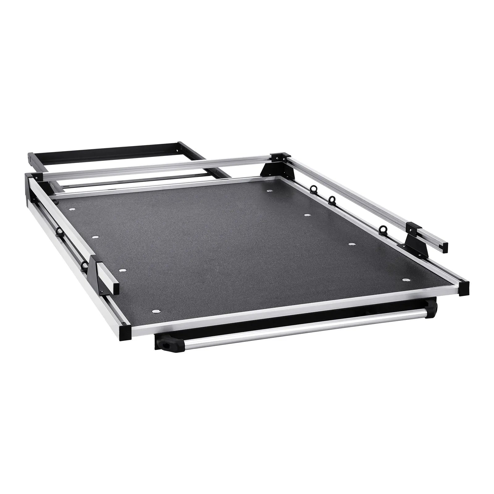 Sliding Truck Bed Organizer, 65 x 48 Inch Heavy-Duty Truck Bed Storage Drawer with 1000 lbs Capacity, 6 Movable Rings for Cargo Securing, 2-Position Slide-Out Tray for Pickup Trucks