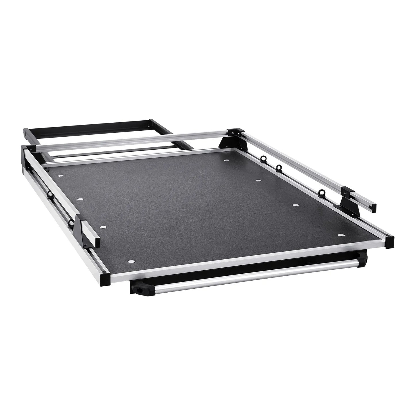 Sliding Truck Bed Organizer, 68 x 48 Inch Heavy-Duty Truck Bed Storage Drawer with 1000 lbs Capacity, 6 Movable Rings for Cargo Securing, 2-Position Slide-Out Tray for Pickup Trucks