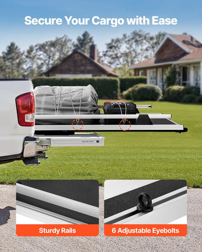 Sliding Truck Bed Organizer, 75 x 48 Inch Heavy-Duty Truck Bed Storage Drawer with 1000 lbs Capacity, 6 Movable Rings for Cargo Securing, 2-Position Slide-Out Tray for Pickup Trucks
