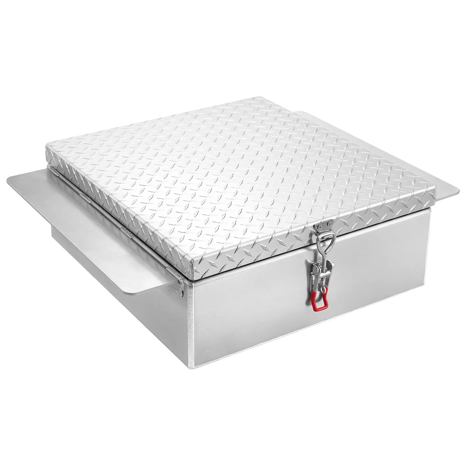 Truck Bed Tool Box, Heavy-Duty Aluminum Chest Toolbox with Diamond Plate, Storage Organizer Supports Up to 220 lbs, Ideal for Pickup Trucks, RVs, and Trailers, 30.3 x 24 x 9 in
