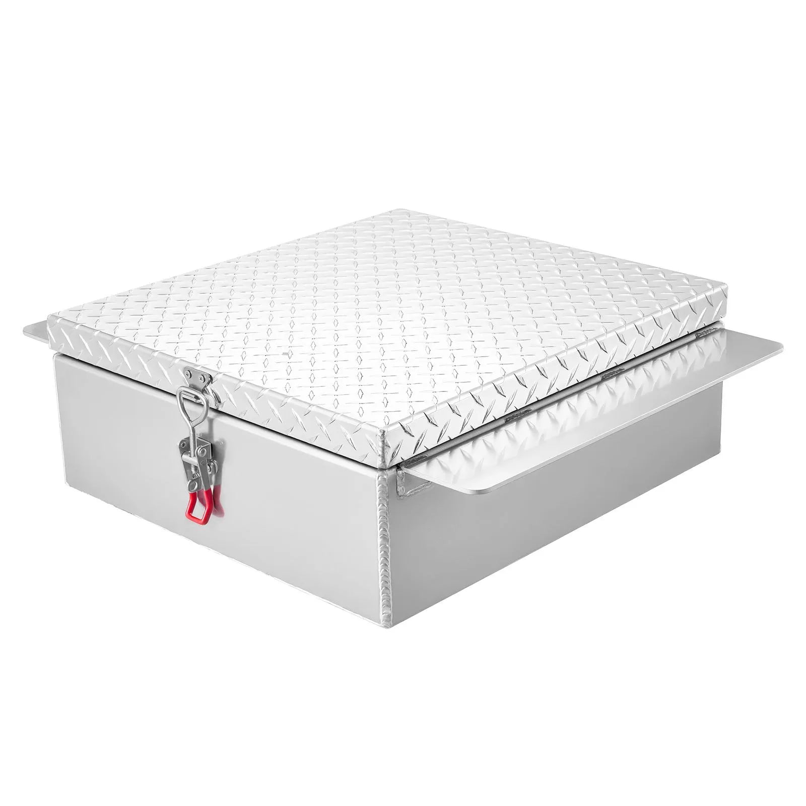 Truck Bed Tool Box, Heavy-Duty Aluminum Chest Toolbox with Diamond Plate, Storage Organizer Supports Up to 220 lbs, Ideal for Pickup Trucks, RVs, and Trailers, 30.3 x 24 x 9 in