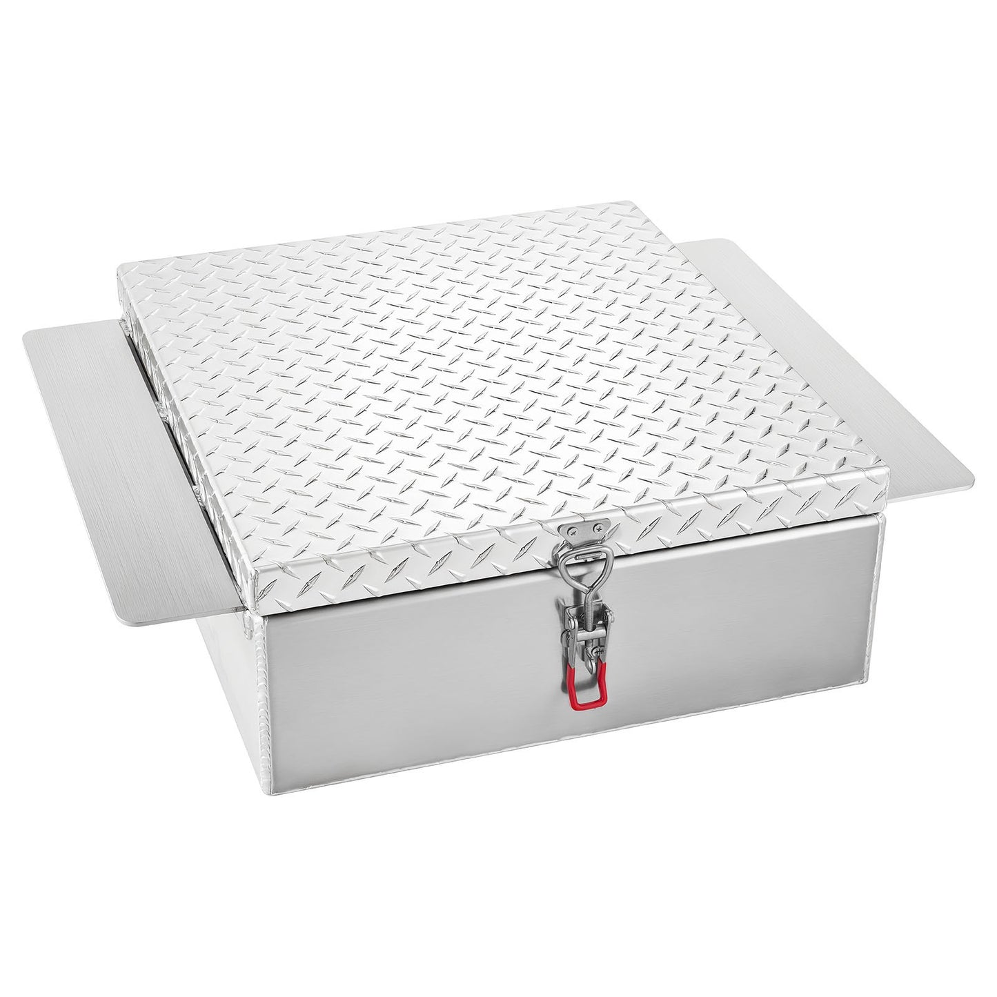 Truck Bed Tool Box, Heavy-Duty Aluminum Chest Toolbox with Diamond Plate, Storage Organizer Supports Up to 220 lbs, Ideal for Pickup Trucks, RVs, and Trailers, 30.3 x 24 x 9 in