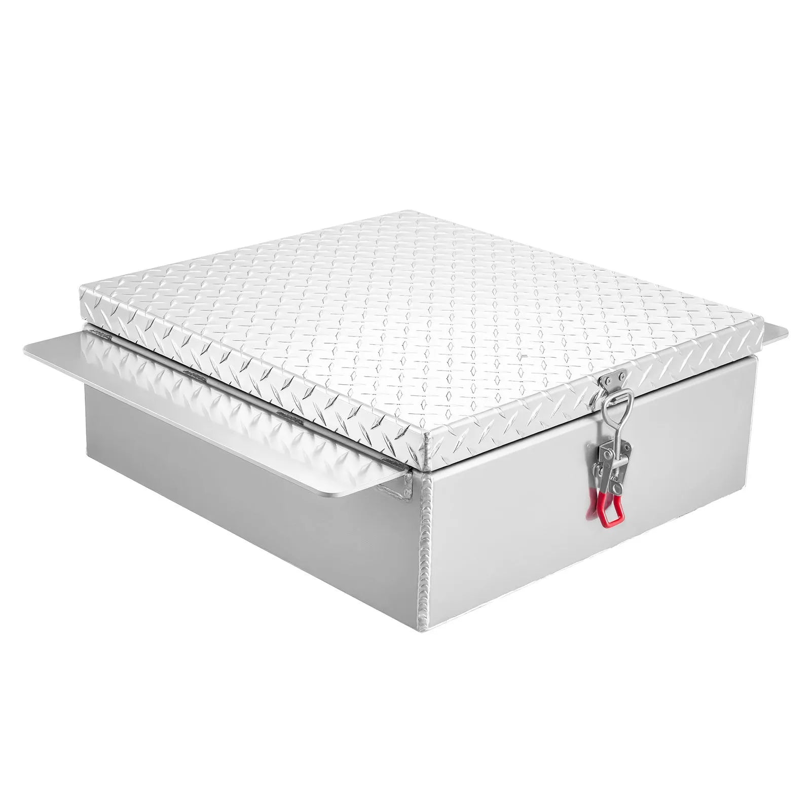 Truck Bed Tool Box, Heavy-Duty Aluminum Chest Toolbox with Diamond Plate, Storage Organizer Supports Up to 220 lbs, Ideal for Pickup Trucks, RVs, and Trailers, 30.3 x 24 x 9 in