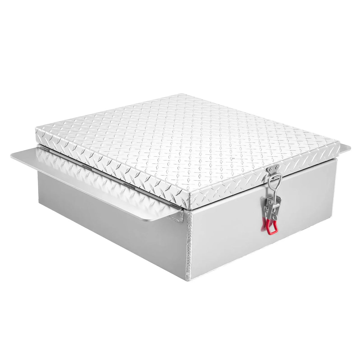 Truck Bed Tool Box, Heavy-Duty Aluminum Chest Toolbox with Diamond Plate, Storage Organizer Supports Up to 220 lbs, Ideal for Pickup Trucks, RVs, and Trailers, 30.3 x 24 x 9 in