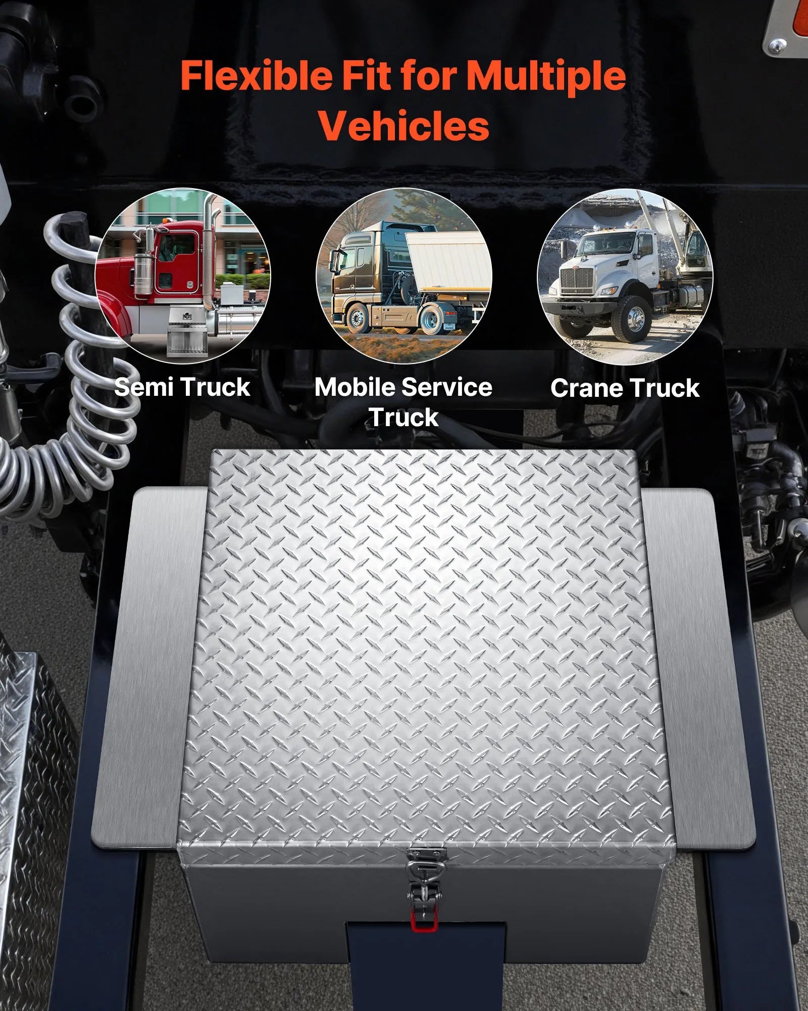 Truck Bed Tool Box, Heavy-Duty Aluminum Chest Toolbox with Diamond Plate, Storage Organizer Supports Up to 220 lbs, Ideal for Pickup Trucks, RVs, and Trailers, 30.3 x 24 x 12.2 in