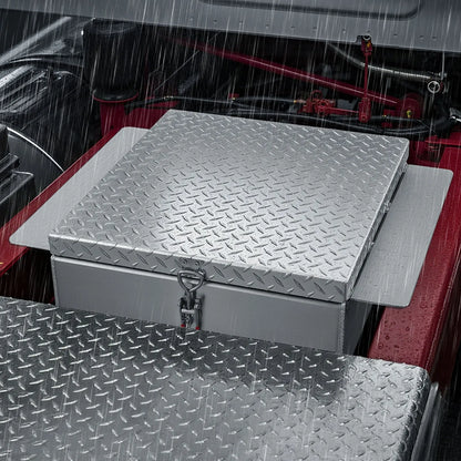 Truck Bed Tool Box, Heavy-Duty Aluminum Chest Toolbox with Diamond Plate, Storage Organizer Supports Up to 220 lbs, Ideal for Pickup Trucks, RVs, and Trailers, 30.3 x 24 x 12.2 in