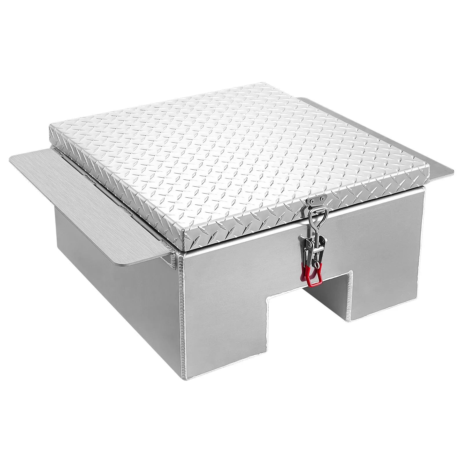 Truck Bed Tool Box, Heavy-Duty Aluminum Chest Toolbox with Diamond Plate, Storage Organizer Supports Up to 220 lbs, Ideal for Pickup Trucks, RVs, and Trailers, 30.3 x 24 x 12.2 in