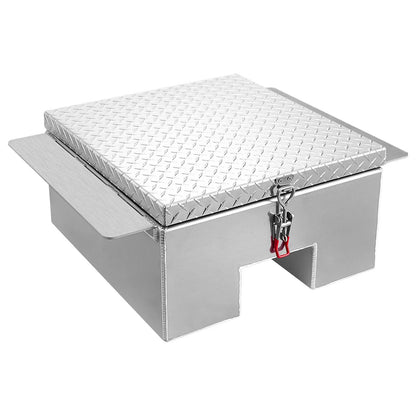 Truck Bed Tool Box, Heavy-Duty Aluminum Chest Toolbox with Diamond Plate, Storage Organizer Supports Up to 220 lbs, Ideal for Pickup Trucks, RVs, and Trailers, 30.3 x 24 x 12.2 in