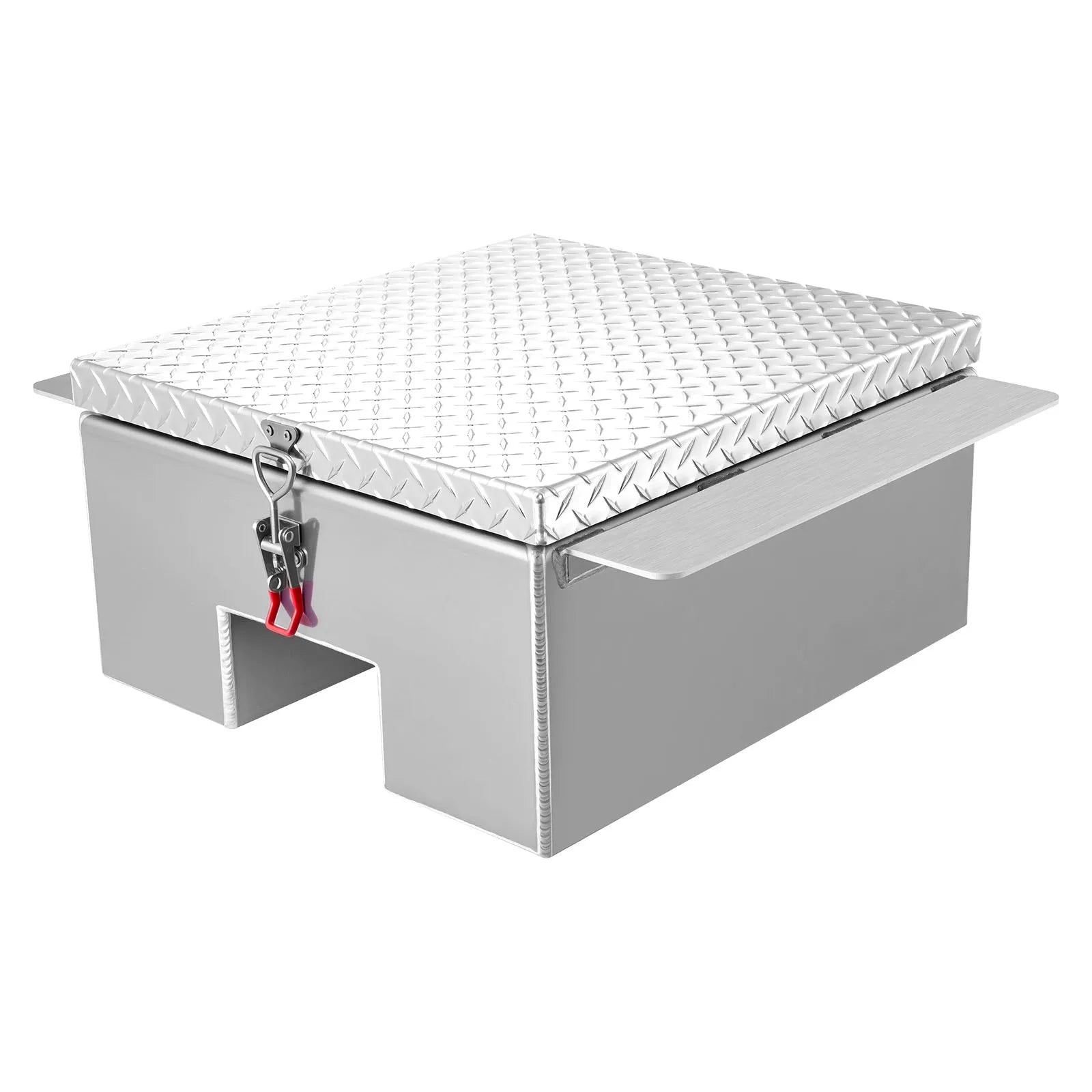 Truck Bed Tool Box, Heavy-Duty Aluminum Chest Toolbox with Diamond Plate, Storage Organizer Supports Up to 220 lbs, Ideal for Pickup Trucks, RVs, and Trailers, 30.3 x 24 x 12.2 in