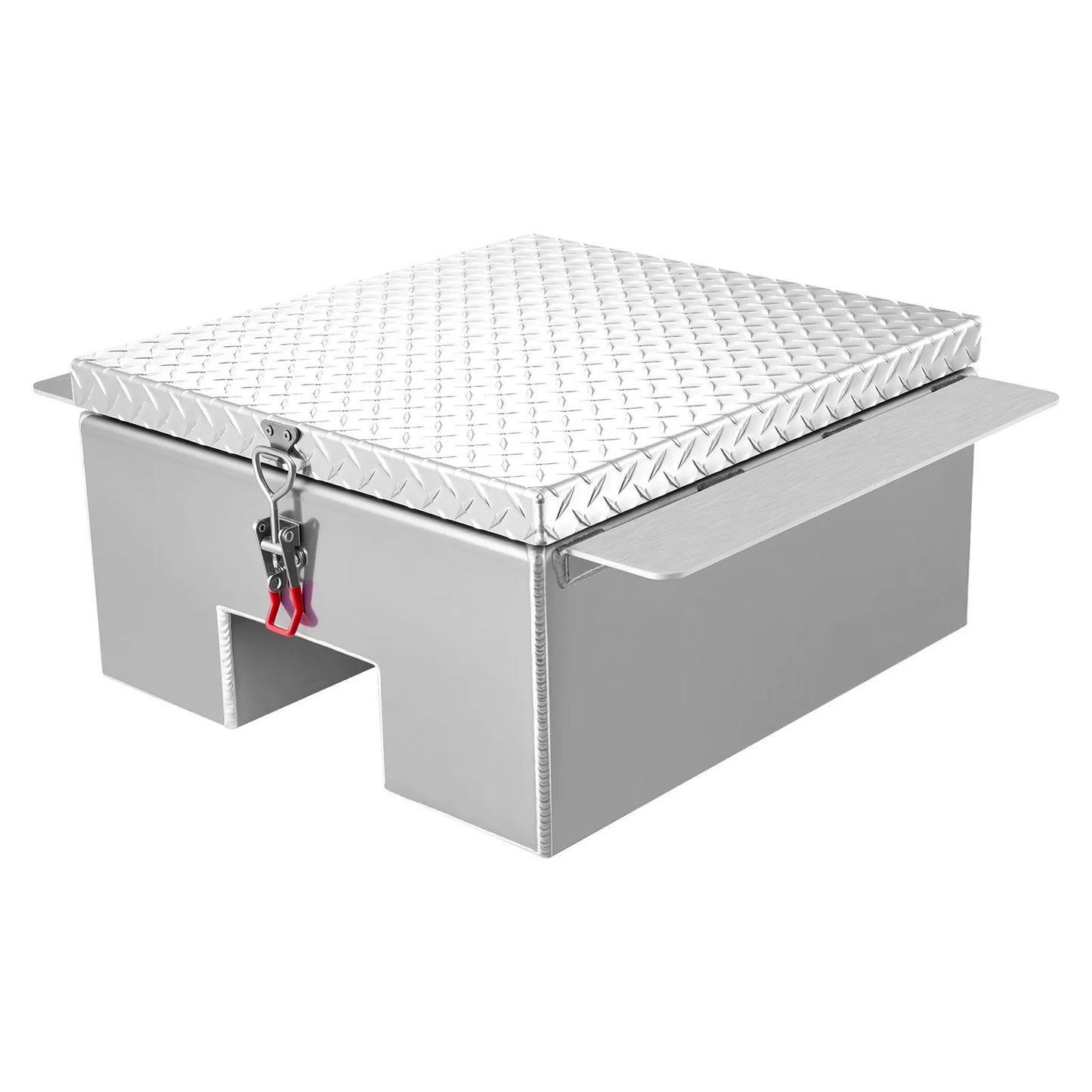 Truck Bed Tool Box, Heavy-Duty Aluminum Chest Toolbox with Diamond Plate, Storage Organizer Supports Up to 220 lbs, Ideal for Pickup Trucks, RVs, and Trailers, 30.3 x 24 x 12.2 in