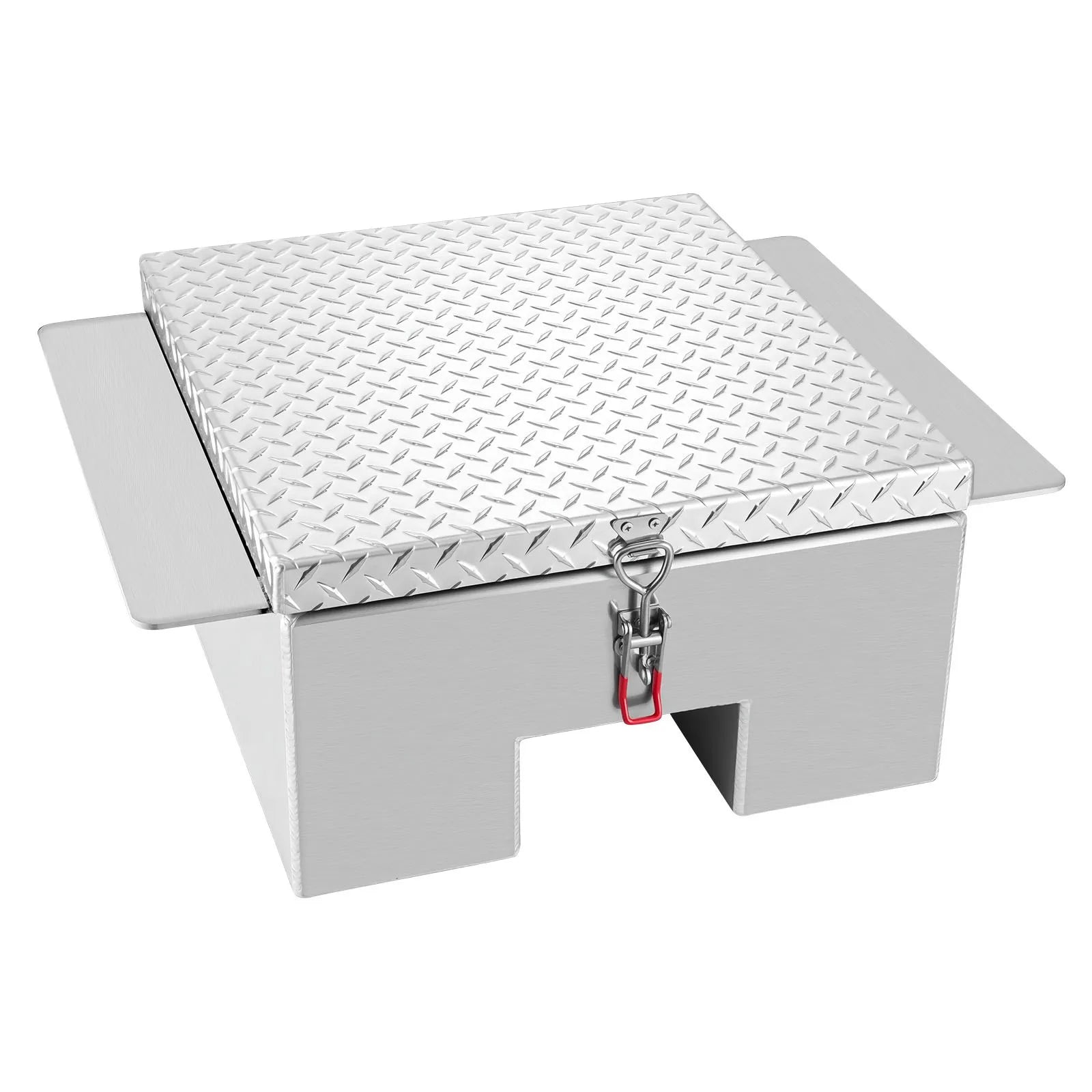 Truck Bed Tool Box, Heavy-Duty Aluminum Chest Toolbox with Diamond Plate, Storage Organizer Supports Up to 220 lbs, Ideal for Pickup Trucks, RVs, and Trailers, 30.3 x 24 x 12.2 in