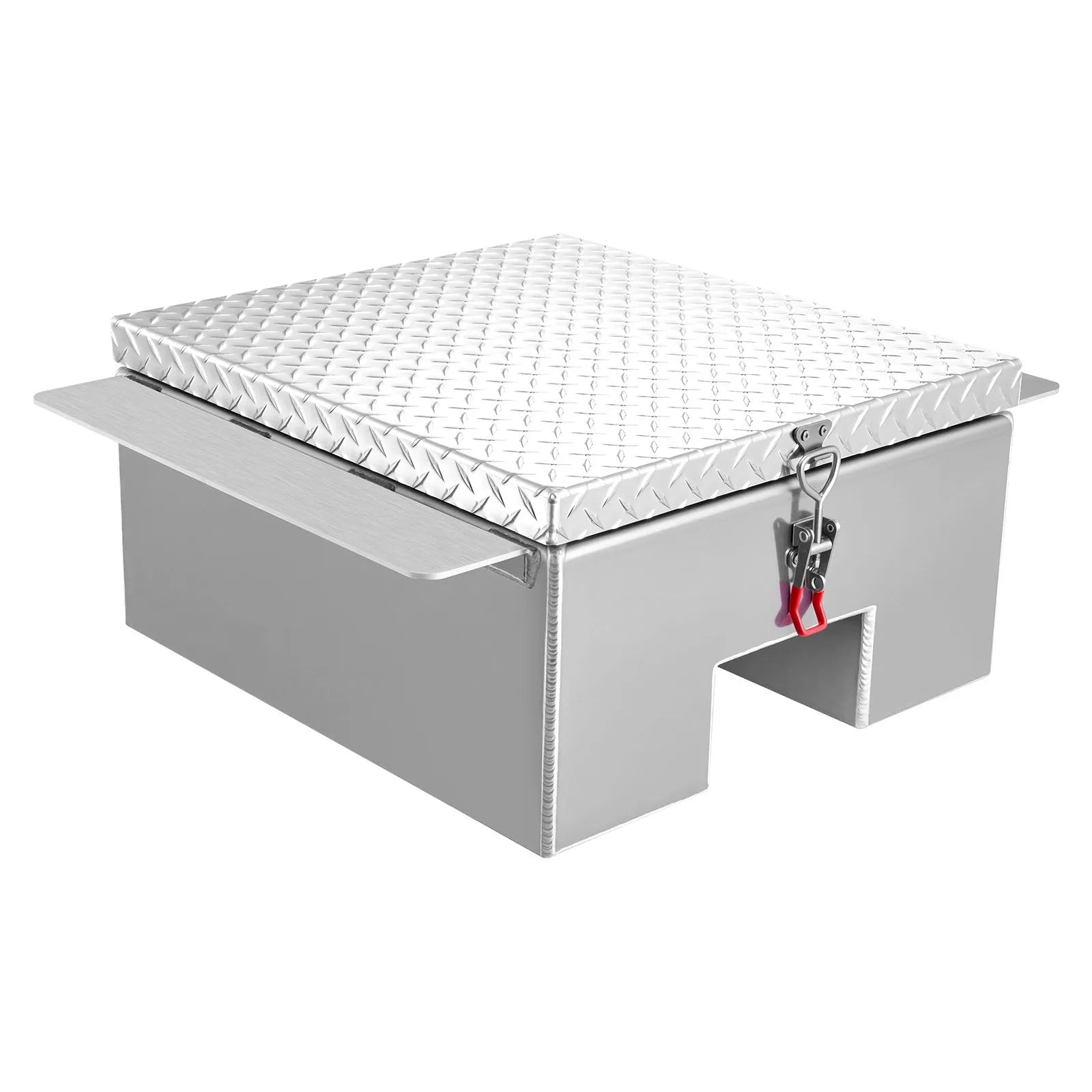 Truck Bed Tool Box, Heavy-Duty Aluminum Chest Toolbox with Diamond Plate, Storage Organizer Supports Up to 220 lbs, Ideal for Pickup Trucks, RVs, and Trailers, 30.3 x 24 x 12.2 in