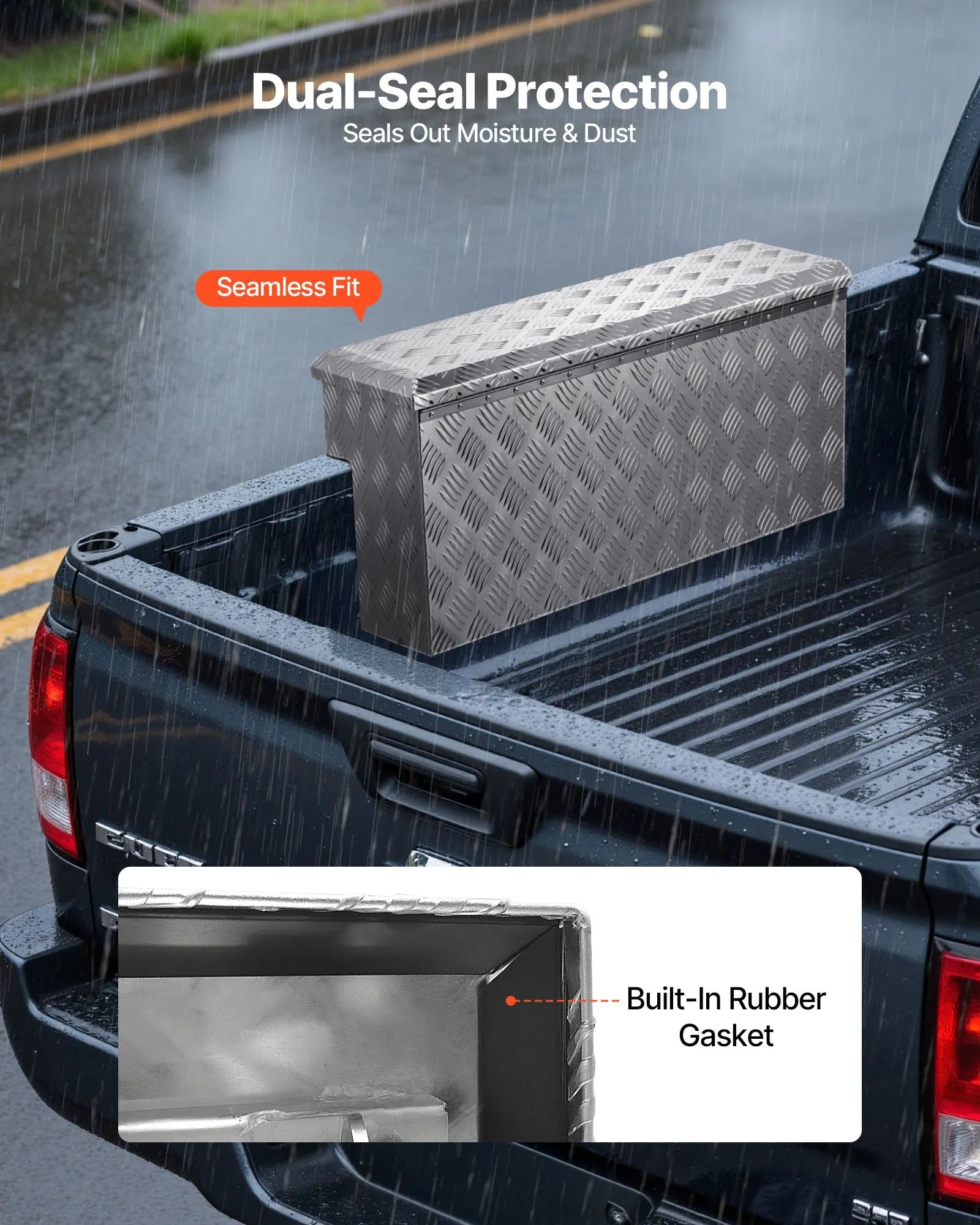 Truck Bed Side Tool Box, Heavy-Duty Aluminum Step Toolbox with Tread Pattern, Storage Chest Organizer with Lock and Key, Ideal for Pickup Trucks, RVs, and Trailers, 34 x 12 x 15.4 in