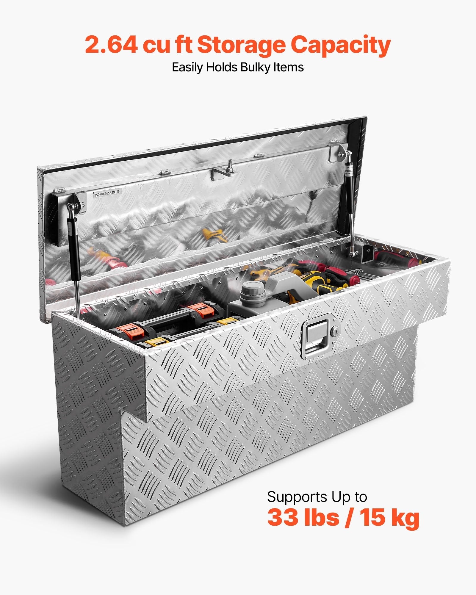 Truck Bed Side Tool Box, Heavy-Duty Aluminum Step Toolbox with Tread Pattern, Storage Chest Organizer with Lock and Key, Ideal for Pickup Trucks, RVs, and Trailers, 34 x 12 x 15.4 in