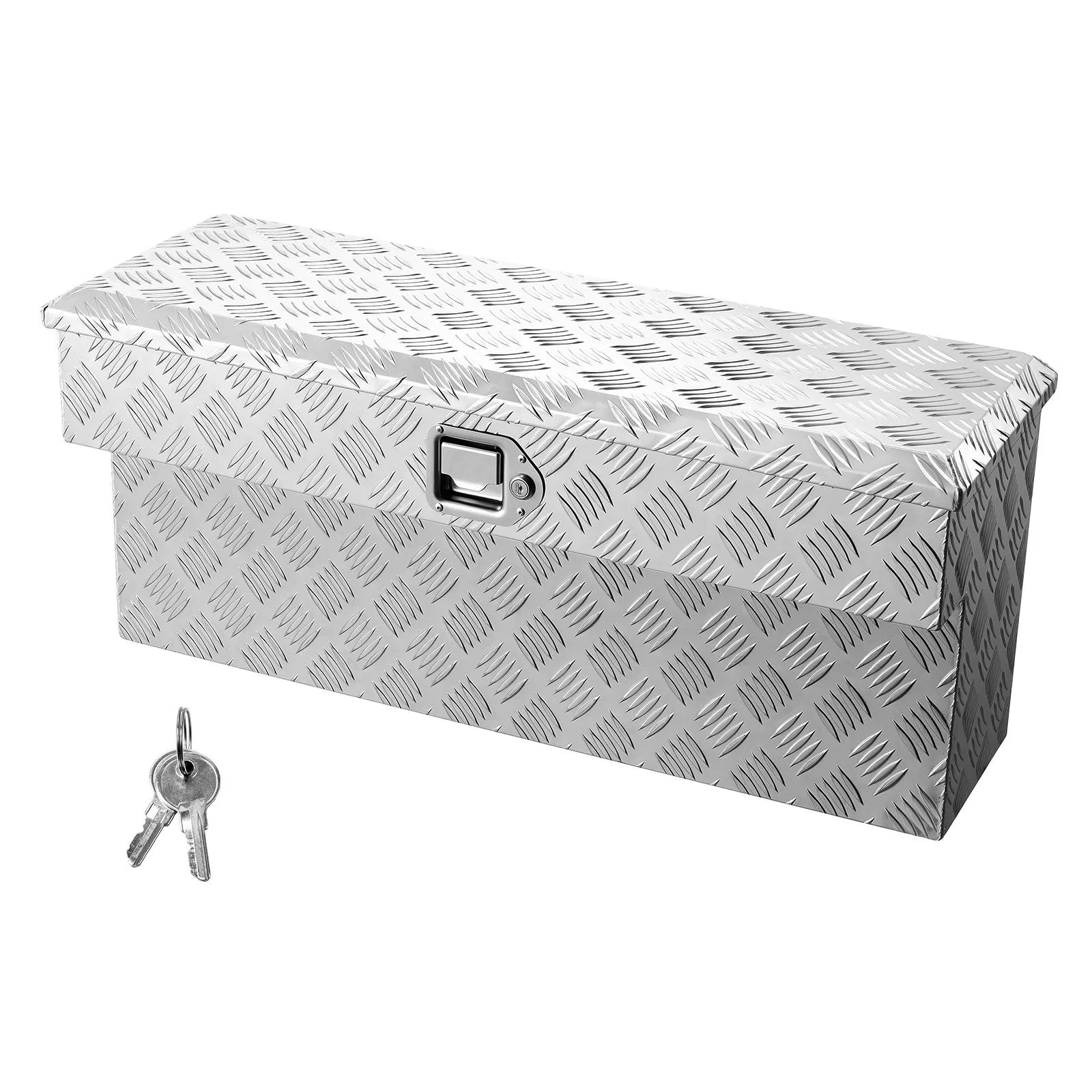 Truck Bed Side Tool Box, Heavy-Duty Aluminum Step Toolbox with Tread Pattern, Storage Chest Organizer with Lock and Key, Ideal for Pickup Trucks, RVs, and Trailers, 34 x 12 x 15.4 in