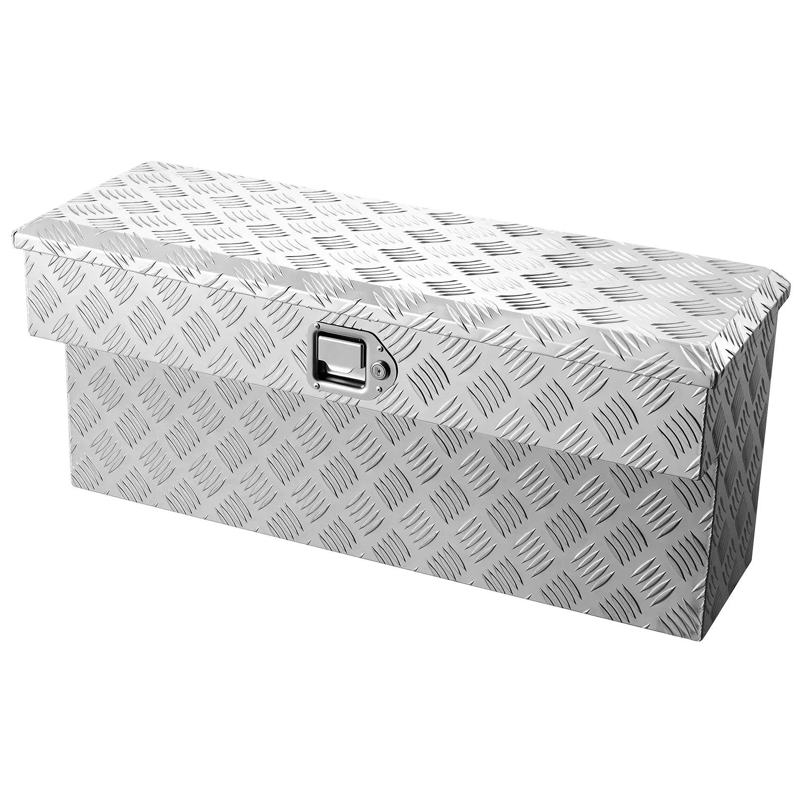 Truck Bed Side Tool Box, Heavy-Duty Aluminum Step Toolbox with Tread Pattern, Storage Chest Organizer with Lock and Key, Ideal for Pickup Trucks, RVs, and Trailers, 34 x 12 x 15.4 in