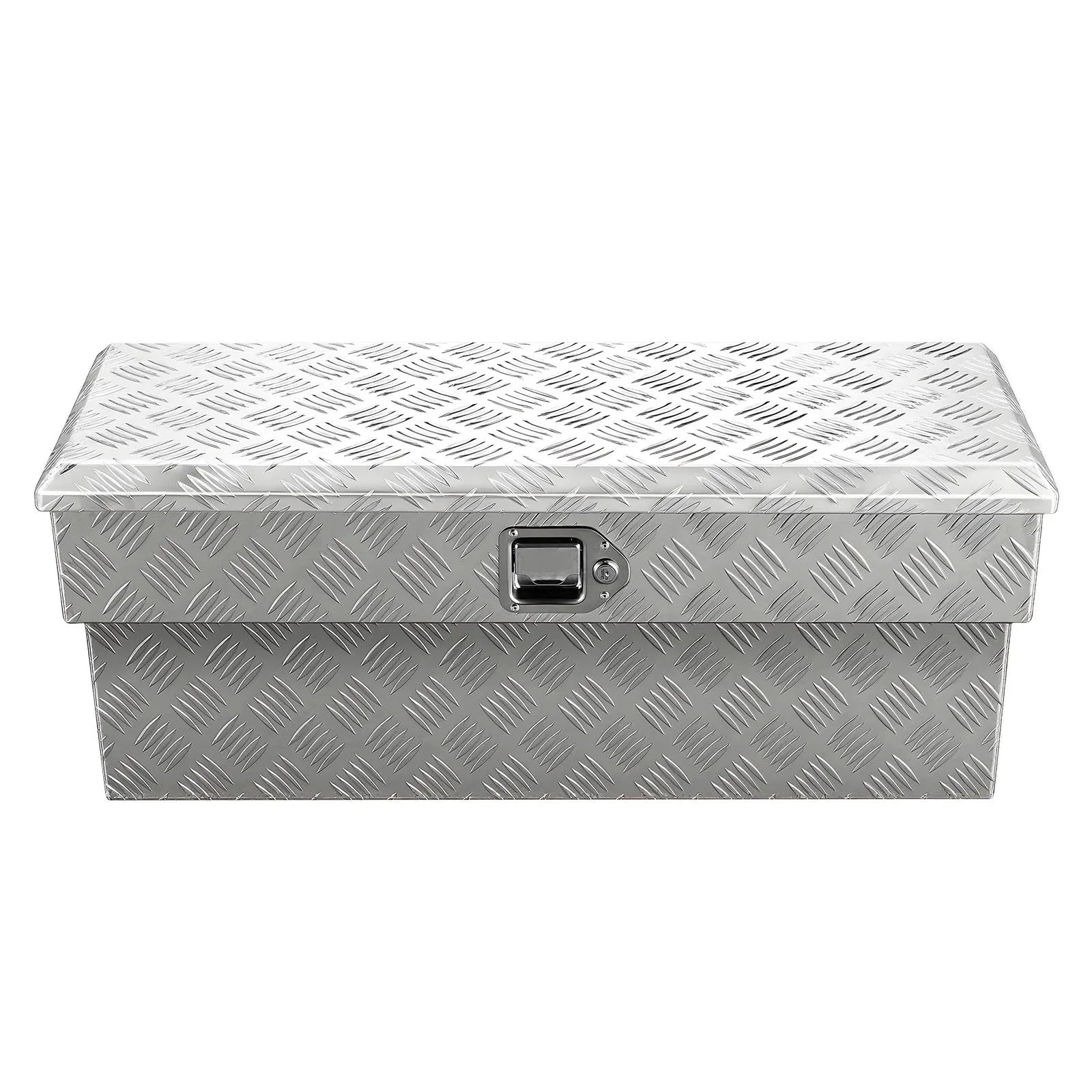 Truck Bed Side Tool Box, Heavy-Duty Aluminum Step Toolbox with Tread Pattern, Storage Chest Organizer with Lock and Key, Ideal for Pickup Trucks, RVs, and Trailers, 34 x 12 x 15.4 in