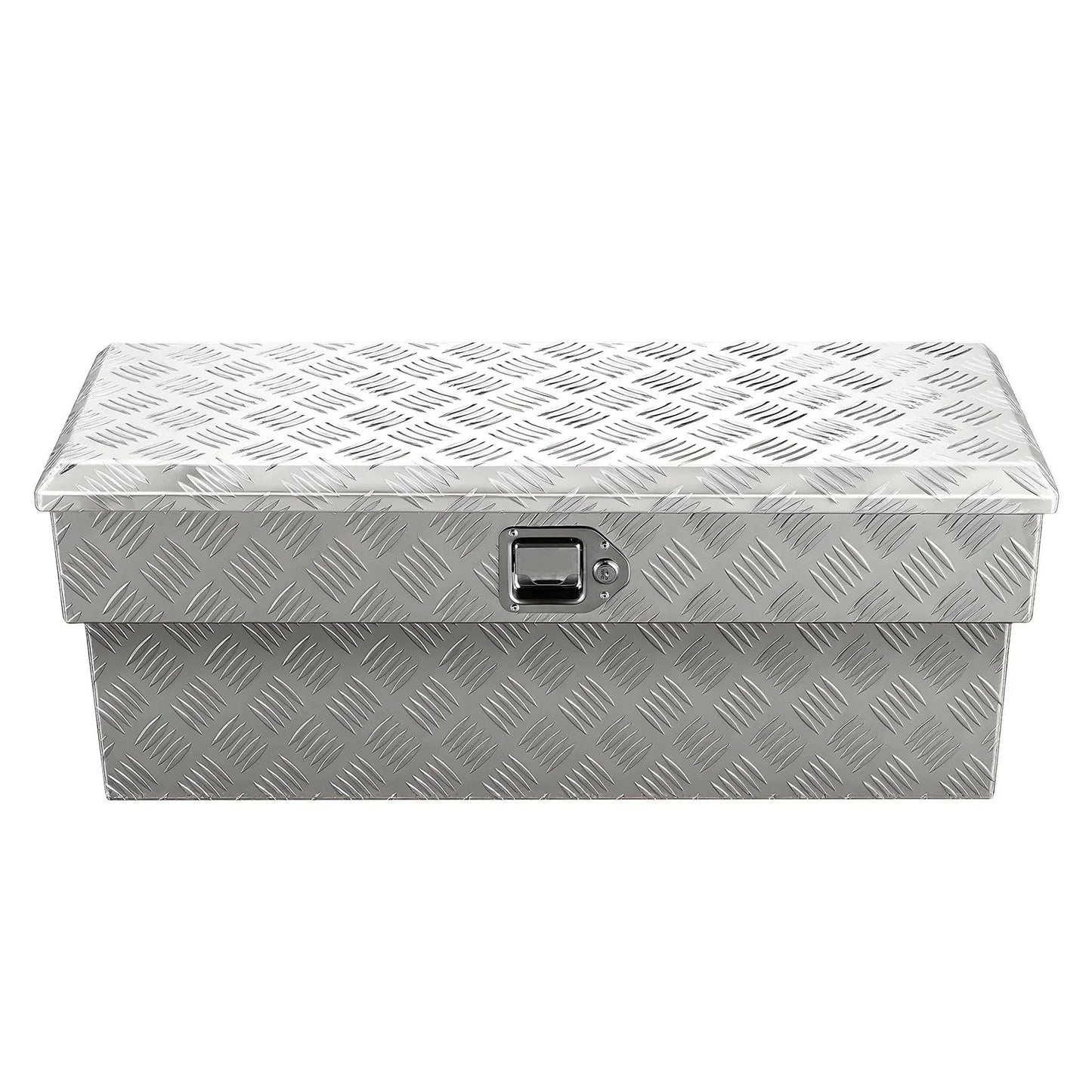 Truck Bed Side Tool Box, Heavy-Duty Aluminum Step Toolbox with Tread Pattern, Storage Chest Organizer with Lock and Key, Ideal for Pickup Trucks, RVs, and Trailers, 34 x 12 x 15.4 in