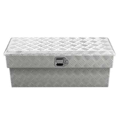 Truck Bed Side Tool Box, Heavy-Duty Aluminum Step Toolbox with Tread Pattern, Storage Chest Organizer with Lock and Key, Ideal for Pickup Trucks, RVs, and Trailers, 34 x 12 x 15.4 in