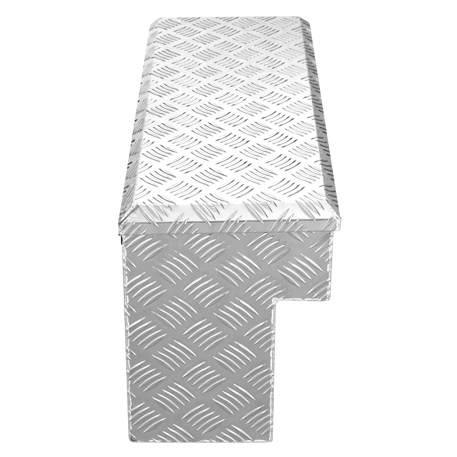 Truck Bed Side Tool Box, Heavy-Duty Aluminum Step Toolbox with Tread Pattern, Storage Chest Organizer with Lock and Key, Ideal for Pickup Trucks, RVs, and Trailers, 34 x 12 x 15.4 in