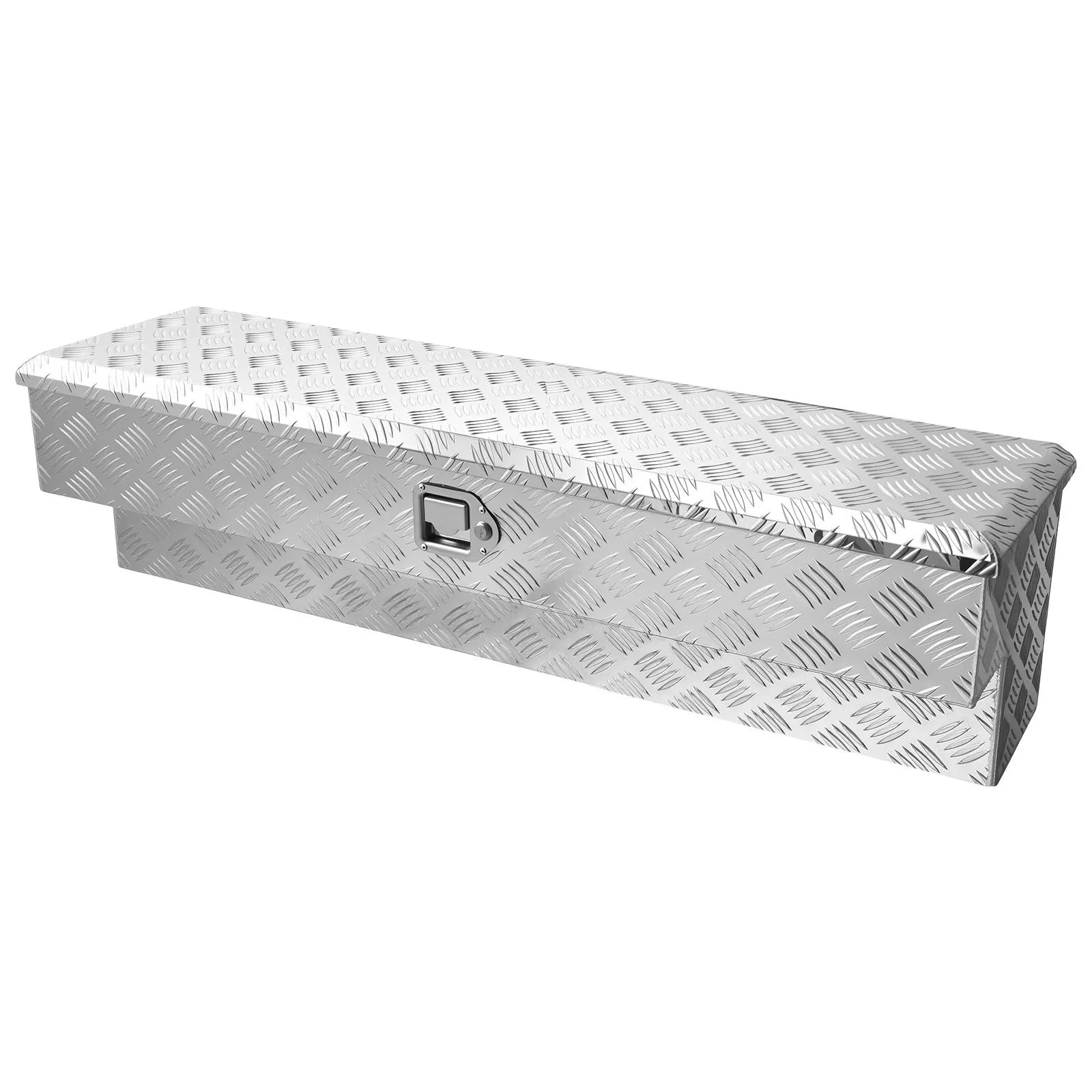 Truck Bed Tool Box, Heavy-Duty Aluminum Toolbox with Tread Pattern, Storage Chest Organizer with Lock and Key, Ideal for Pickup Trucks, RVs, and Trailers, 48 x 13.4 x 13 in