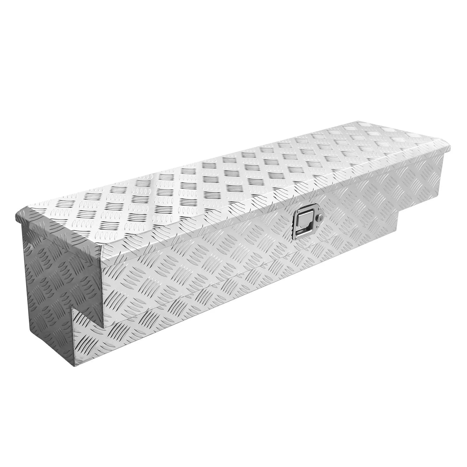 Truck Bed Tool Box, Heavy-Duty Aluminum Toolbox with Tread Pattern, Storage Chest Organizer with Lock and Key, Ideal for Pickup Trucks, RVs, and Trailers, 48 x 13.4 x 13 in