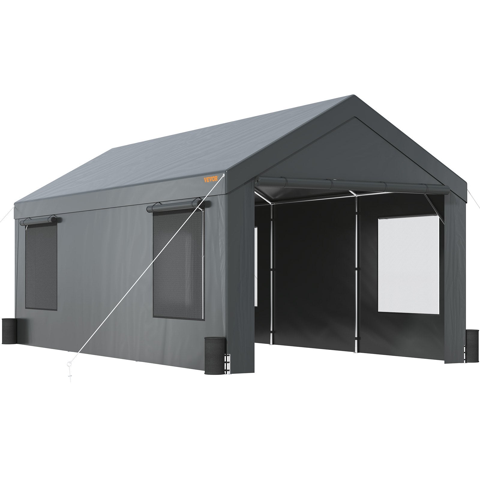 Heavy Duty 10x20ft Car Canopy, Outdoor Garage Shelter with Removable Sidewalls, Roll-up Ventilated Windows & Doors, UV Resistant Waterproof All-Season us_FBSJS810X20FT5MK7V0_original_img-v3_car-canopy-m100-12