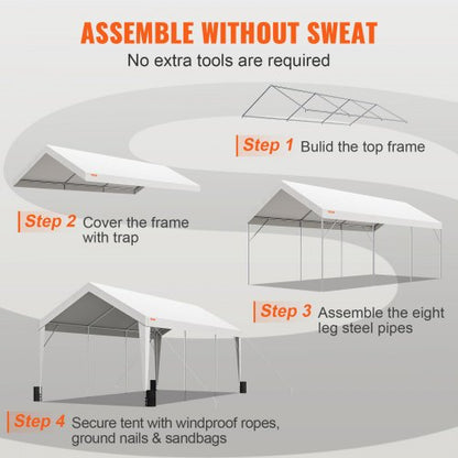 Carport, 10x20 ft Heavy Duty Car Canopy Garage Boat Shelter Party Tent with 8 Reinforced Poles and 4 Weight Bags us_KFSJS810X20FT3BYUV0_goods_img-v2_car-canopy-f5
