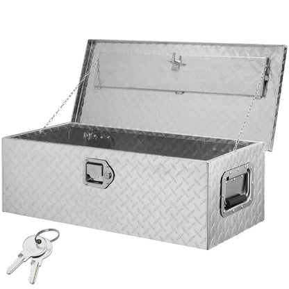 Heavy-Duty Aluminum Truck Bed Tool Box, Diamond Plate Toolbox with Side Handle and Lock Keys, Storage Chest Organizer for Pickup Truck, RV, and Trailer, 30 x 13 x 9.6 in