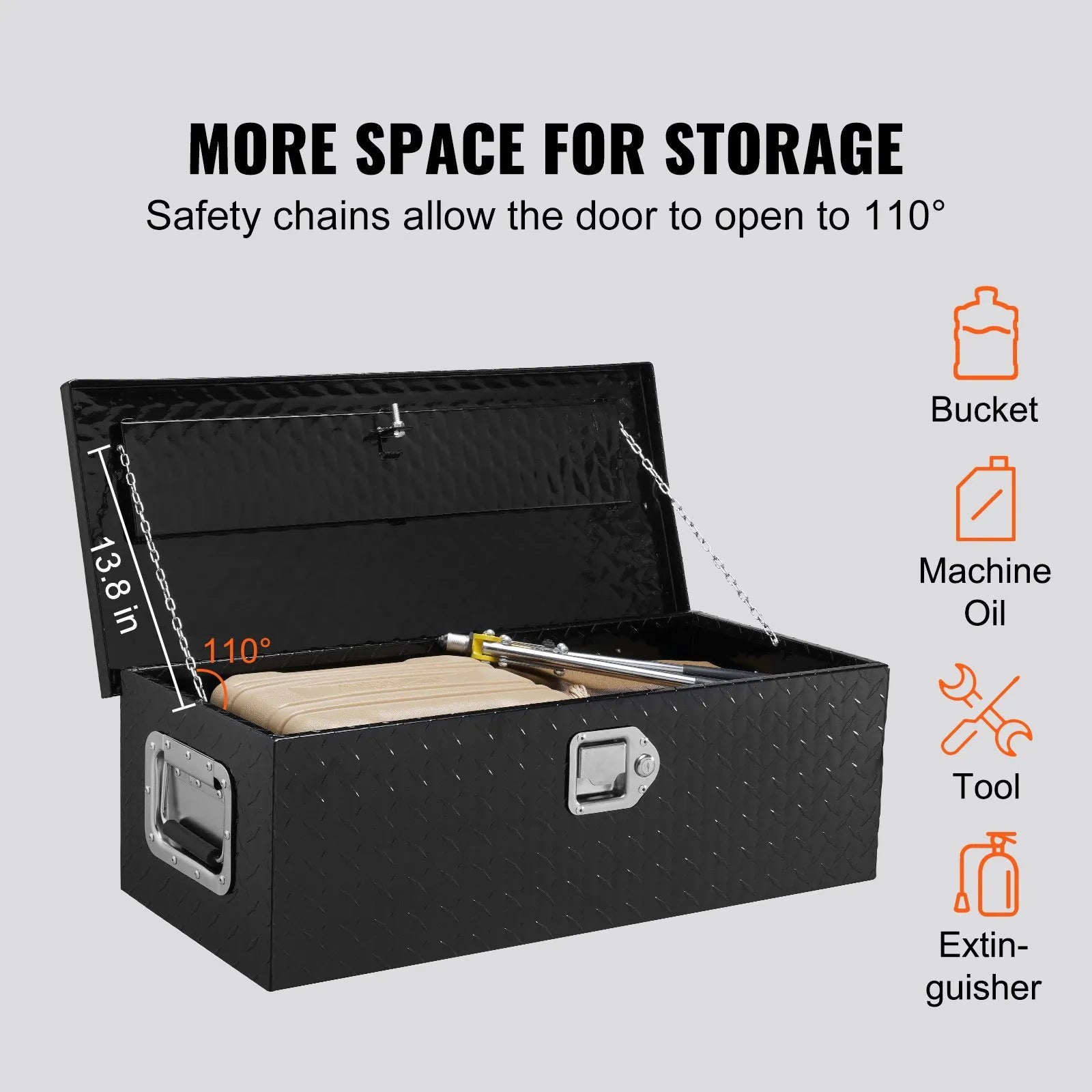Heavy-Duty Aluminum Truck Bed Tool Box, Diamond Plate Toolbox with Side Handle and Lock Keys, Storage Chest Organizer for Pickup Truck, RV, and Trailer, 30 x 13 x 9.6 in