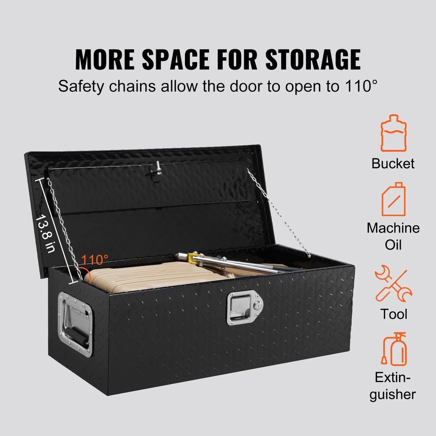 Heavy-Duty Aluminum Truck Bed Tool Box, Diamond Plate Toolbox with Side Handle and Lock Keys, Storage Chest Organizer for Pickup Truck, RV, and Trailer, 30 x 13 x 9.6 in