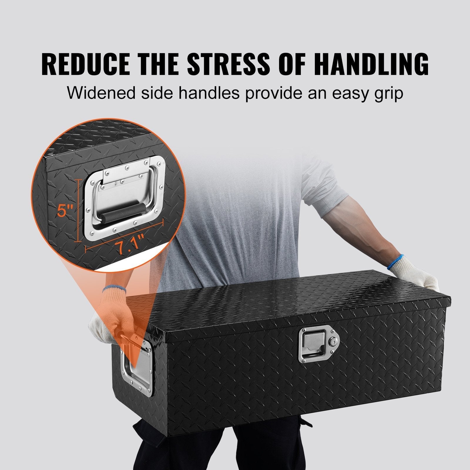 Heavy-Duty Aluminum Truck Bed Tool Box, Diamond Plate Toolbox with Side Handle and Lock Keys, Storage Chest Organizer for Pickup Truck, RV, and Trailer, 30 x 13 x 9.6 in