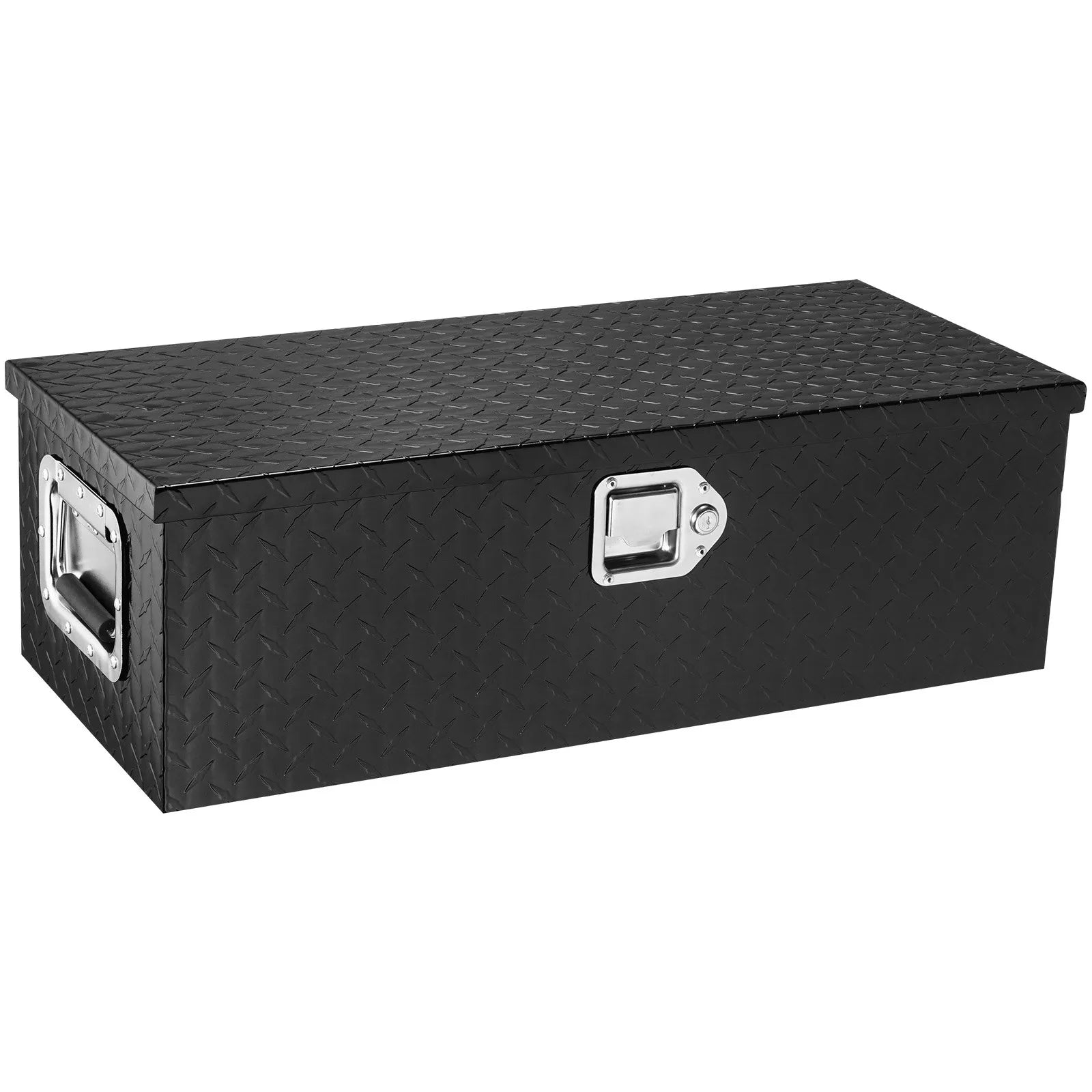 Heavy-Duty Aluminum Truck Bed Tool Box, Diamond Plate Toolbox with Side Handle and Lock Keys, Storage Chest Organizer for Pickup Truck, RV, and Trailer, 30 x 13 x 9.6 in