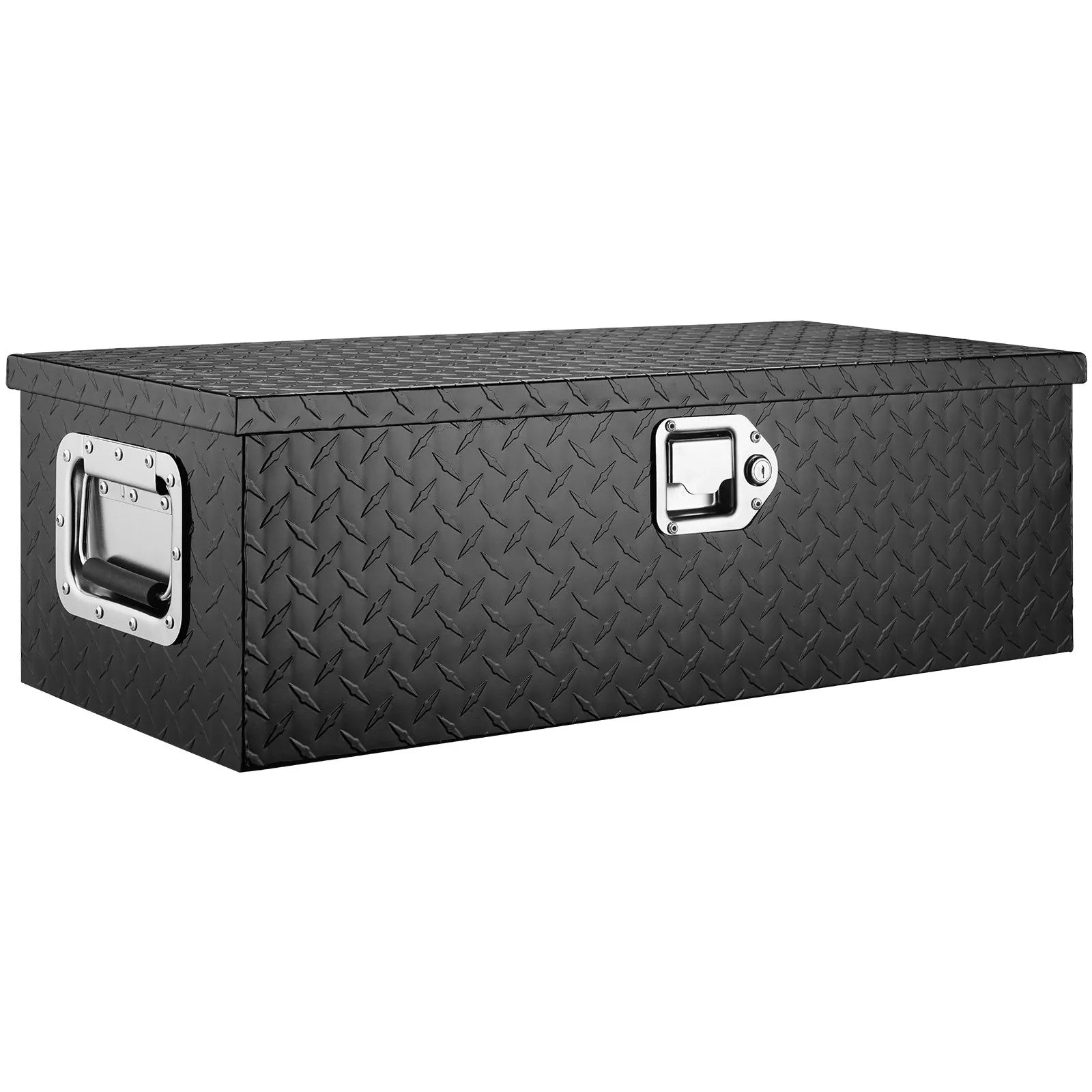 Heavy-Duty Aluminum Truck Bed Tool Box, Diamond Plate Toolbox with Side Handle and Lock Keys, Storage Chest Organizer for Pickup Truck, RV, and Trailer, 30 x 13 x 9.6 in