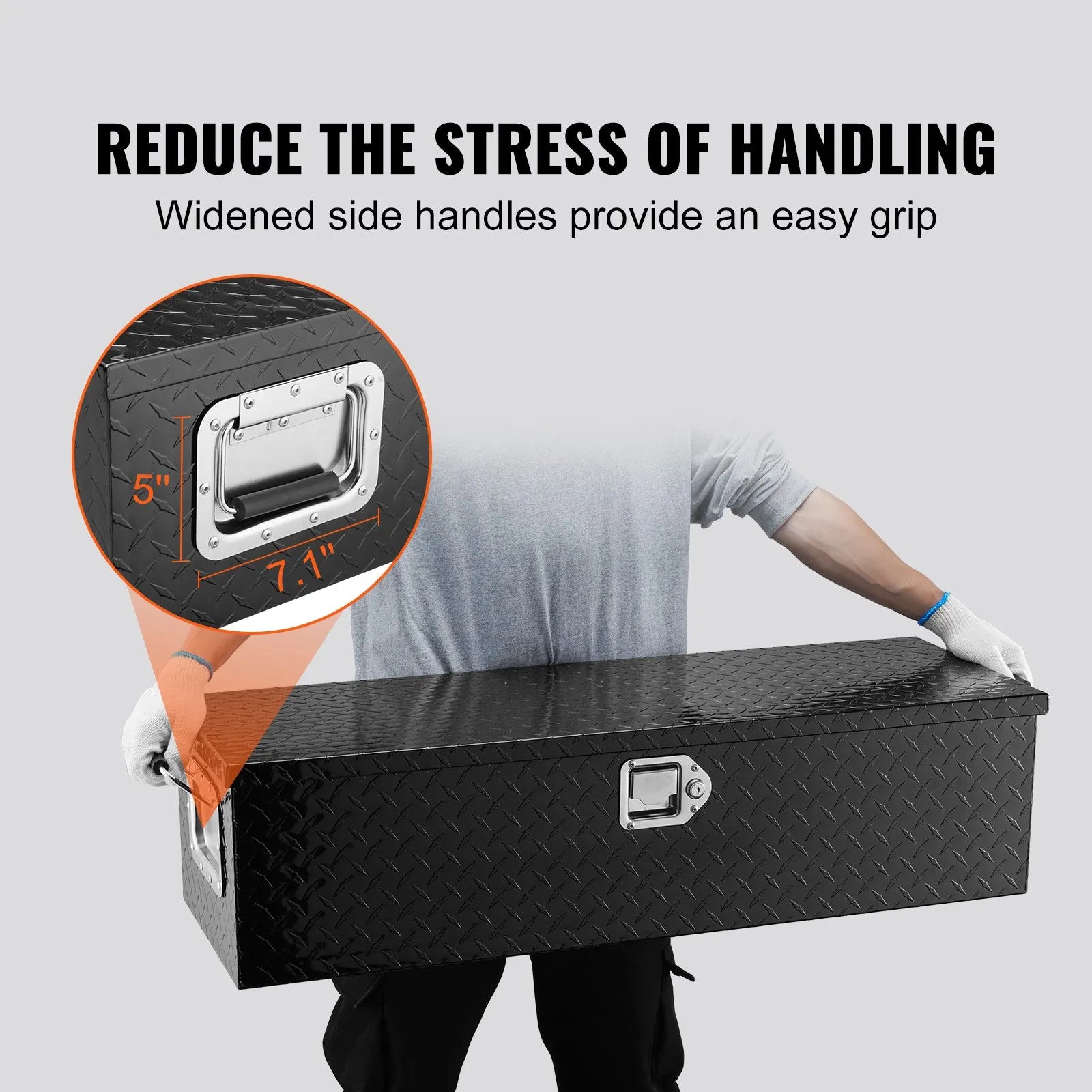 Heavy-Duty Aluminum Truck Bed Tool Box, Diamond Plate Toolbox with Side Handle and Lock Keys, Storage Chest Organizer for Pickup Truck, RV, and Trailer, 39 x 13 x 10 in