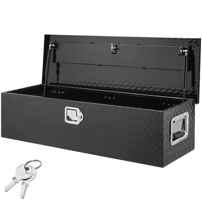 Heavy-Duty Aluminum Truck Bed Tool Box, Diamond Plate Toolbox with Side Handle and Lock Keys, Storage Chest Organizer for Pickup Truck, RV, and Trailer, 39 x 13 x 10 in