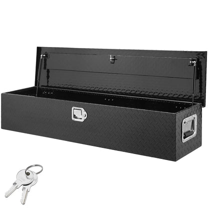 Heavy-Duty Aluminum Truck Bed Tool Box, Diamond Plate Toolbox with Side Handle and Lock Keys, Storage Chest Organizer for Pickup Truck, RV, and Trailer, 48 x 15 x 15 in