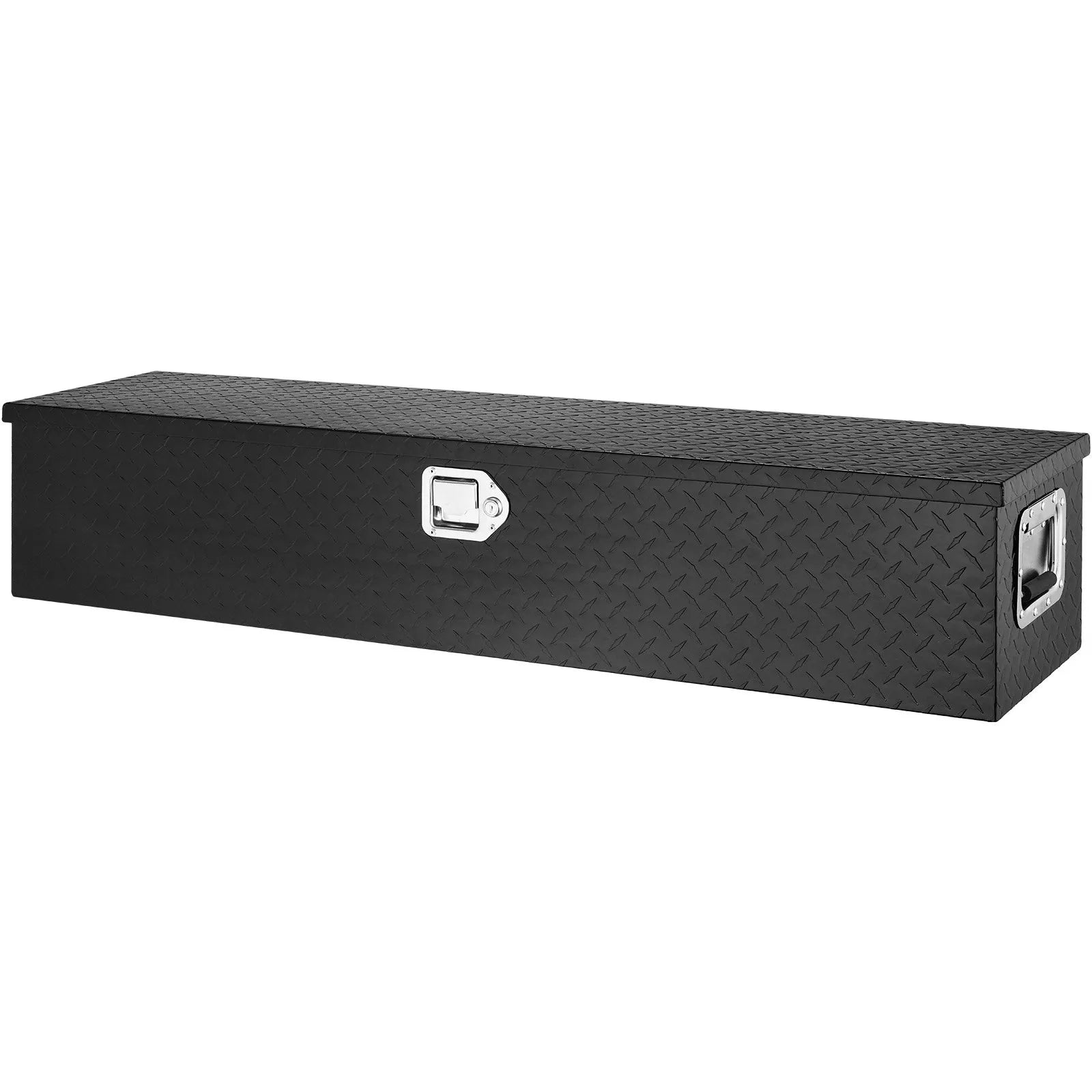 Heavy-Duty Aluminum Truck Bed Tool Box, Diamond Plate Toolbox with Side Handle and Lock Keys, Storage Chest Organizer for Pickup Truck, RV, and Trailer, 48 x 15 x 15 in