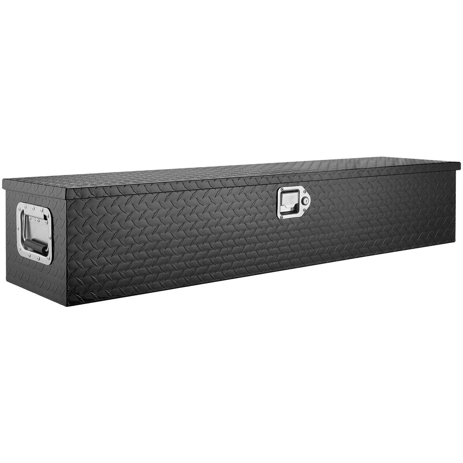 Heavy-Duty Aluminum Truck Bed Tool Box, Diamond Plate Toolbox with Side Handle and Lock Keys, Storage Chest Organizer for Pickup Truck, RV, and Trailer, 48 x 15 x 15 in