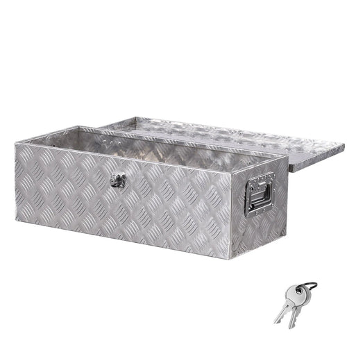 30" Aluminum Truck Bed Tool Box – Stripe Tread, Lockable, Black or Silver (30 x 13 x 9.6 in)