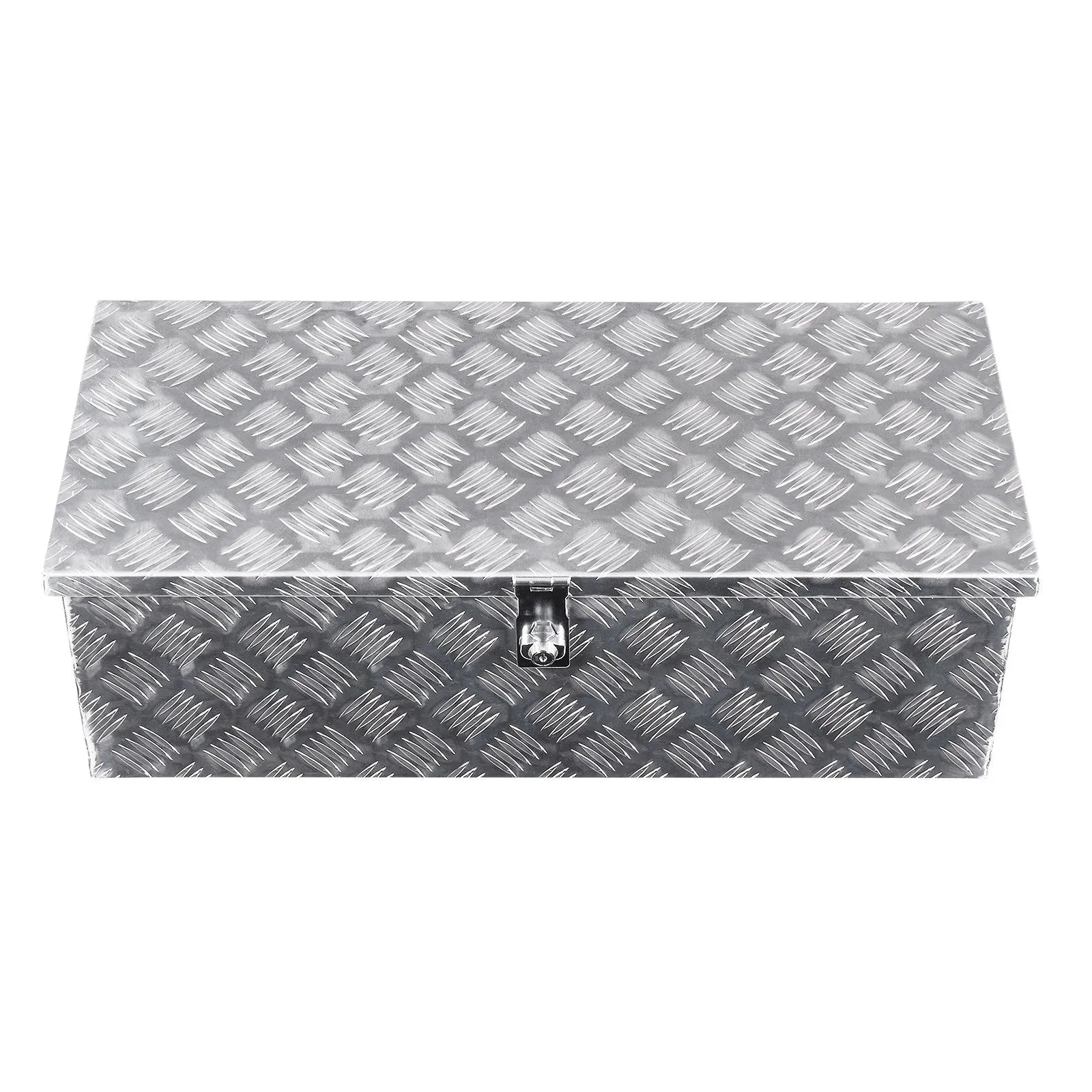Heavy-Duty Aluminum Truck Bed Tool Box, Stripe Plated Toolbox with Side Handle and Lock Keys, Storage Chest Organizer for Trailer, Pickup Truck, RV, and Garage, 30 x 13 x 9.6 in