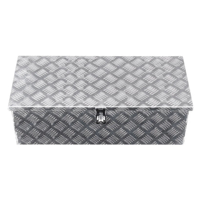Heavy-Duty Aluminum Truck Bed Tool Box, Stripe Plated Toolbox with Side Handle and Lock Keys, Storage Chest Organizer for Trailer, Pickup Truck, RV, and Garage, 30 x 13 x 9.6 in