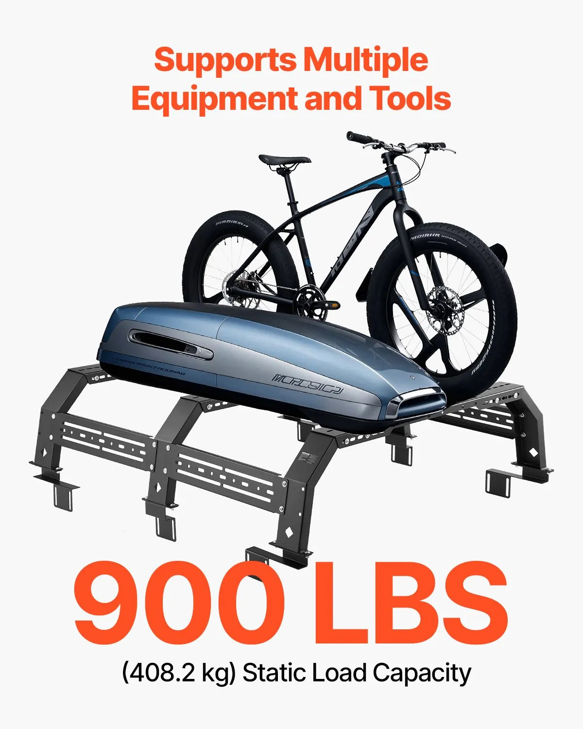 Overland Truck Bed Rack, 51.2-65.4 in Adjustable Width, Heavy-Duty Cargo Rack with Sidebar, 900 lbs Static Capacity, Compatible with Mid-Size Trucks Tacoma, Ranger, Gladiator JT, and Colorado