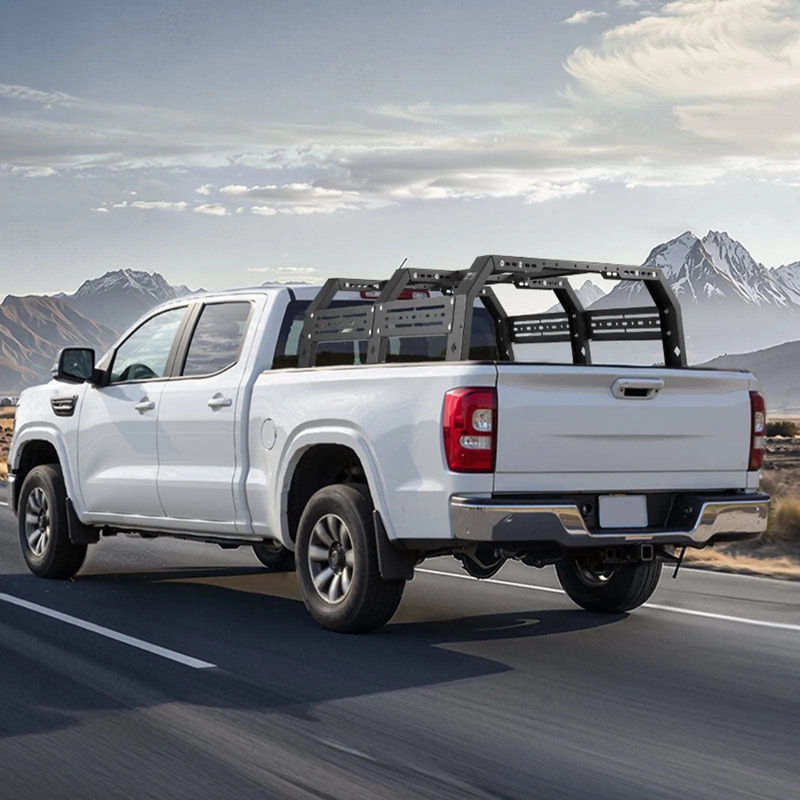 Overland Truck Bed Rack, 51.2-65.4 in Adjustable Width, Heavy-Duty Cargo Rack with Sidebar, 900 lbs Static Capacity, Compatible with Mid-Size Trucks Tacoma, Ranger, Gladiator JT, and Colorado