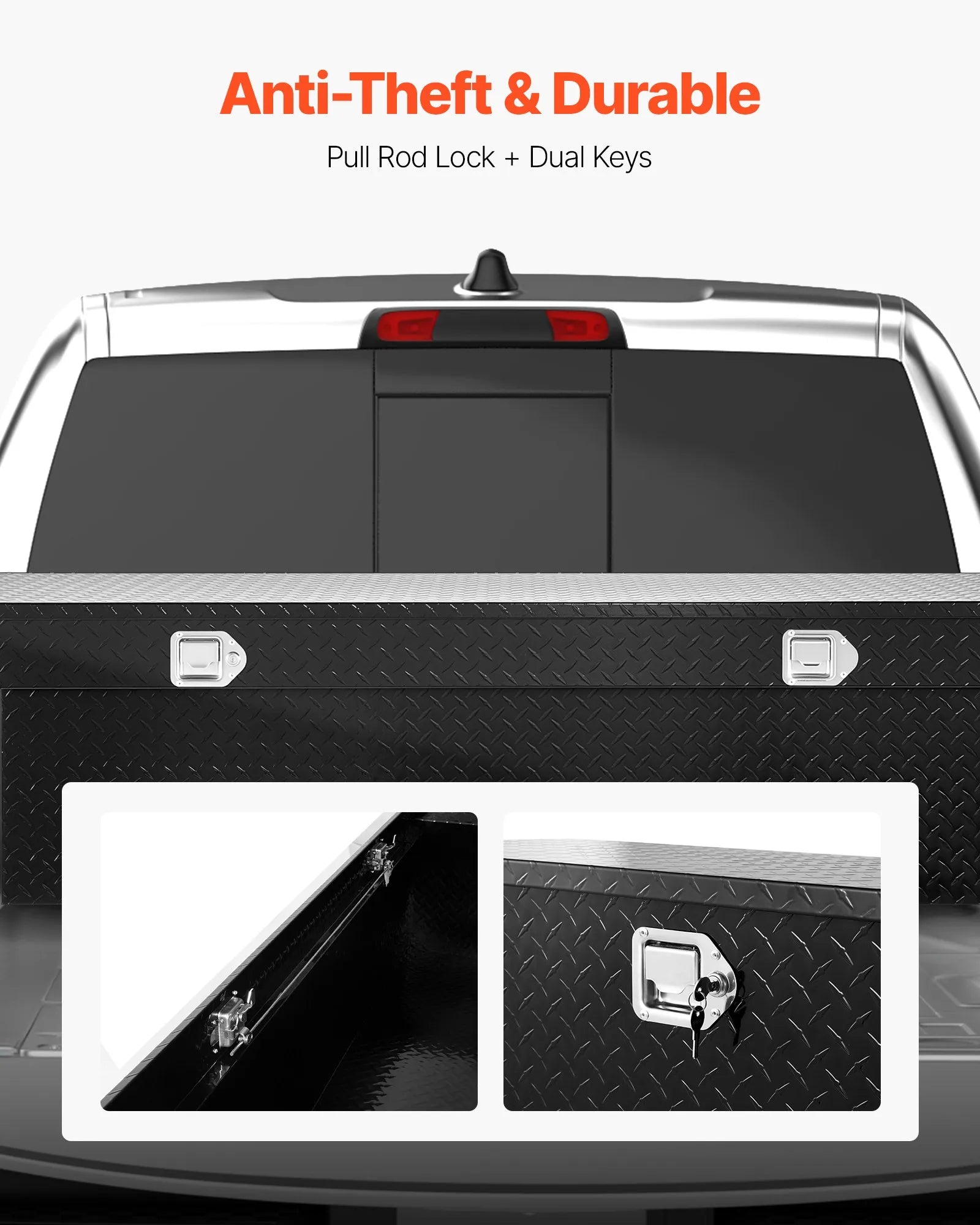 Crossover Truck Tool Box, 69 Inch Heavy-Duty Aluminum Toolbox with Diamond Plate Texture, Pickup Truck Bed RV Trailer Storage Organizer, Waterproof with Stainless Steel Lock, Keys & Side Handles