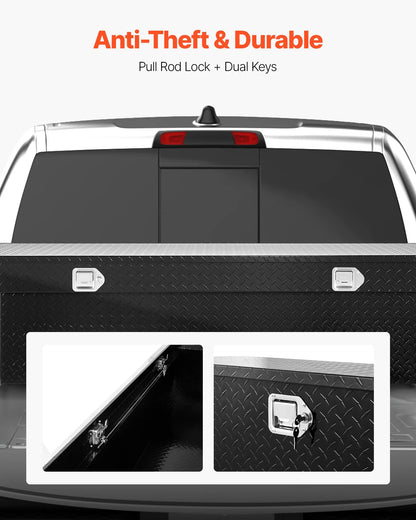 Crossover Truck Tool Box, 69 Inch Heavy-Duty Aluminum Toolbox with Diamond Plate Texture, Pickup Truck Bed RV Trailer Storage Organizer, Waterproof with Stainless Steel Lock, Keys & Side Handles